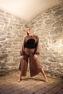 Komplet z teplákoviny hnědý